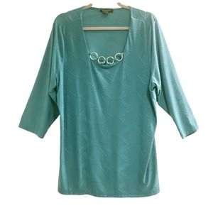 Susan Lawrence Plus Size Scoop Neck Women's blouse Size 3x Teal